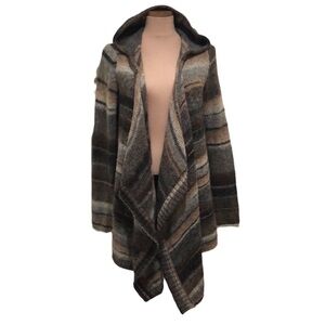 MICHAEL Michael Kors Cardigan Sweater Size Medium Gray Brown Striped Hoodie
